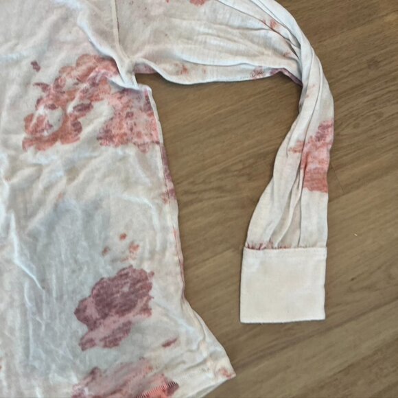 ** We The Free Womens Blouse White pink Space Dye Long Sleeve Scoop Neck M - Picture 4 of 8